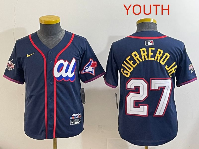 Youth 2025 Toronto Blue Jays 27 Guerrero jr Drak Blue All star Nike MLB Jersey style 1